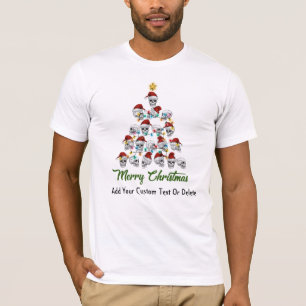 Funny Skull Spooky Vibes Merry Christmas Tree T-Shirt