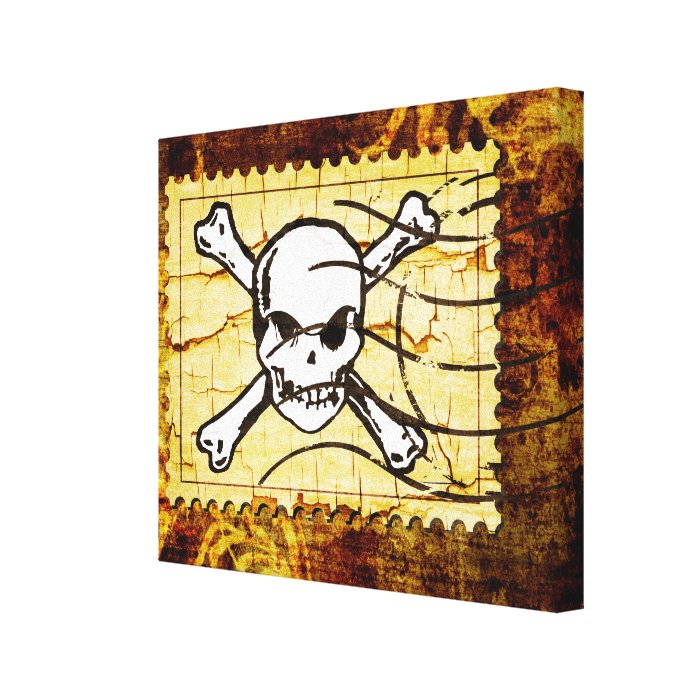 Funny Skull Stamp 2 Gallery Wrapped Canvas