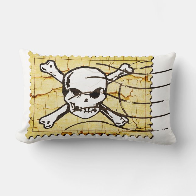 Funny Skull Stamp 3 Lumbar Pillow (Front)