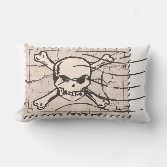 Funny Skull Stamp 4 Lumbar Pillow (Front)