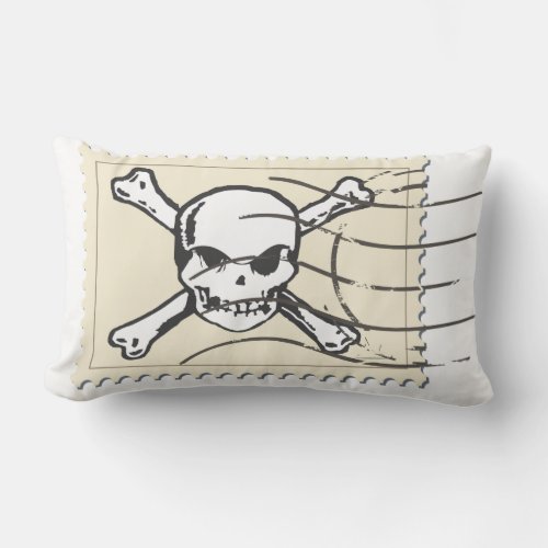 Funny Skull Stamp 5 Lumbar Pillow