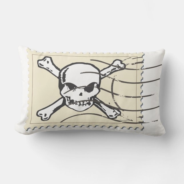 Funny Skull Stamp 5 Lumbar Pillow (Front)