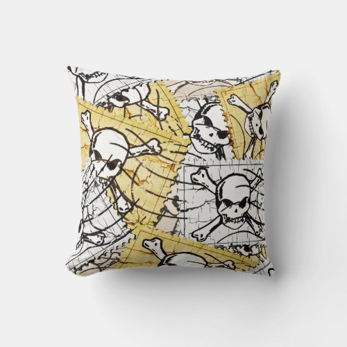 Funny Skull Stamp Throw Pillow