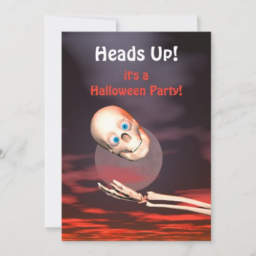Funny Skull Throw Halloween Party Invitation
