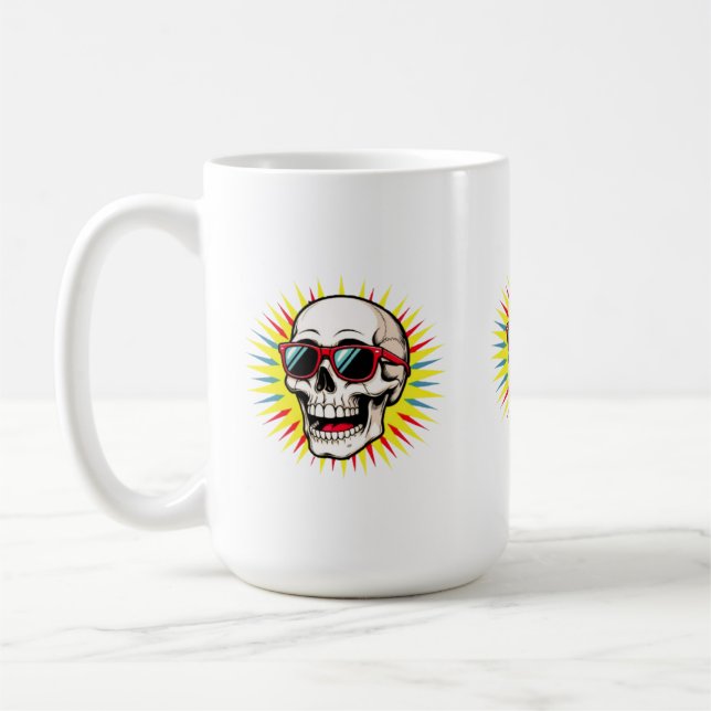 **Funny Skull With Sunglasses – Cartoon Laughing S Coffee Mug (Left)