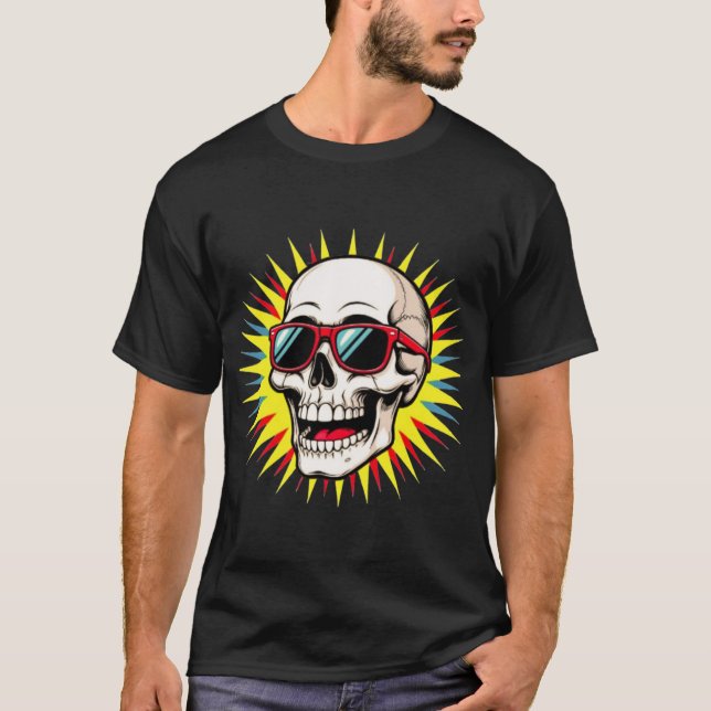 **Funny Skull With Sunglasses – Cartoon Laughing S T-Shirt (Front)