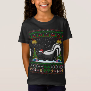 Funny Skunks Xmas Gift Santa Hat Ugly Skunk Christ T-Shirt