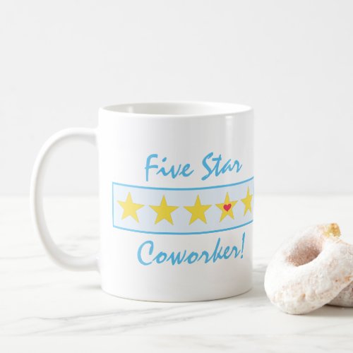 Funny Sky Blue Five Star Rating Coworker  Coffee Mug