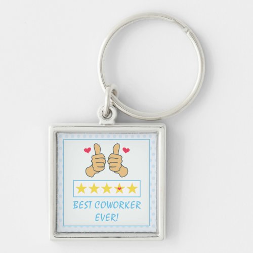 Funny Sky Blue Thumbs Up Best Coworker Ever Keychain