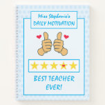 Funny Sky Blue Thumbs Up Best Teacher Ever Notebook
