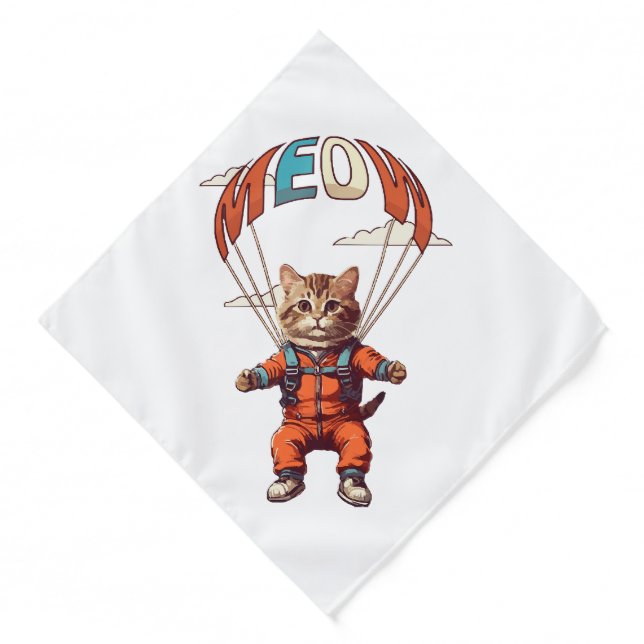 Funny Skydiving Cat Bandana (Front)