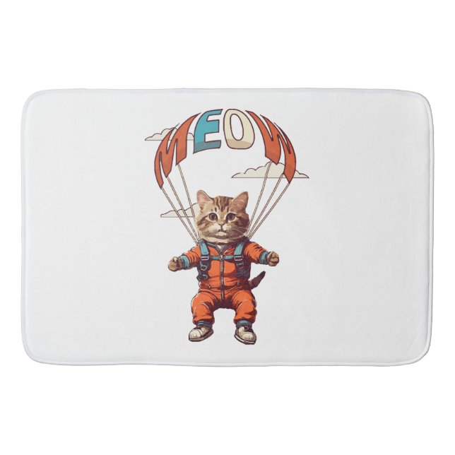 Funny Skydiving Cat Bath Mat (Front)