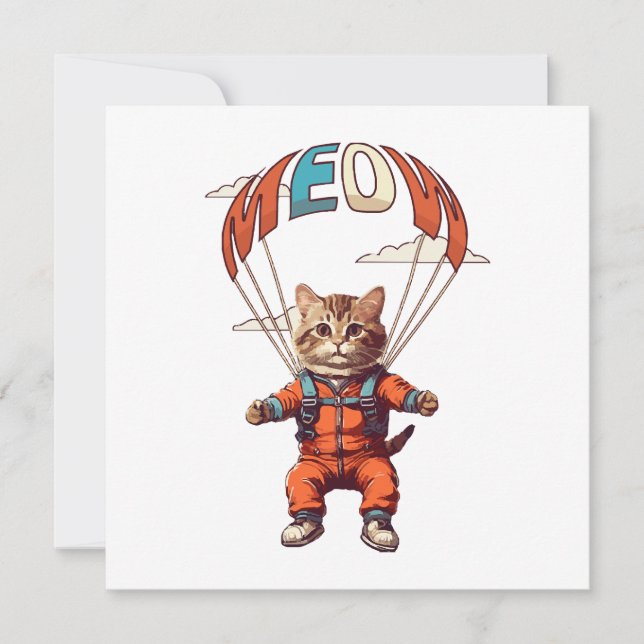 Funny Skydiving Cat Invitation (Front)