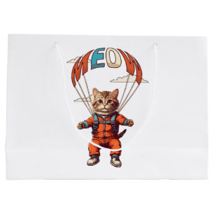 Funny Skydiving Cat Large Gift Bag