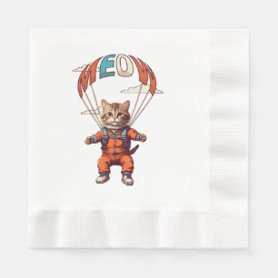 Funny Skydiving Cat Napkins