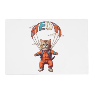 Funny Skydiving Cat Placemat
