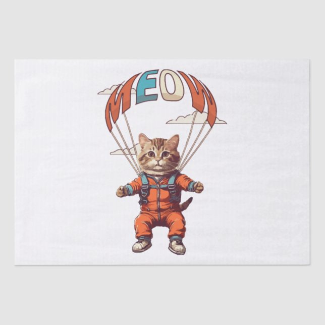 Funny Skydiving Cat Tissue Paper (Front)