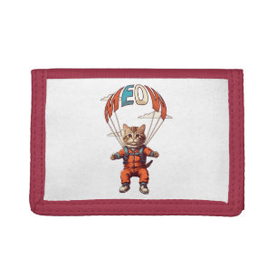 Funny Skydiving Cat Trifold Wallet