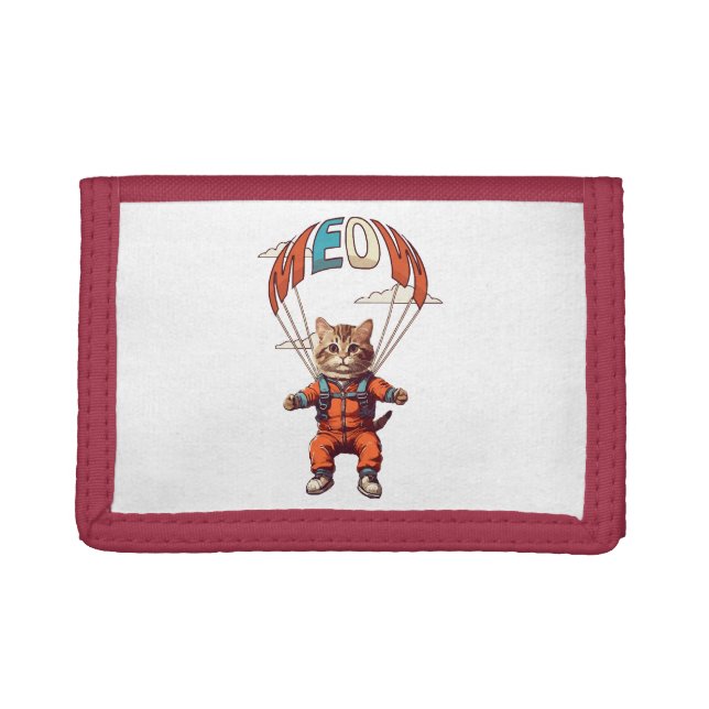 Funny Skydiving Cat Trifold Wallet (Front)