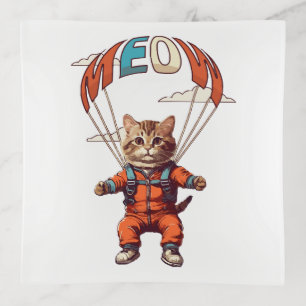Funny Skydiving Cat Trinket Tray