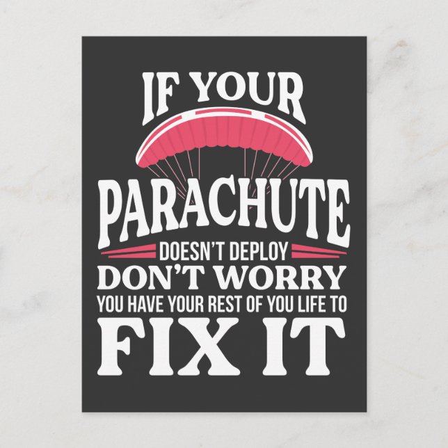 Funny Skydiving Gift Hilarious Skydiver Parachute Postcard (Front)