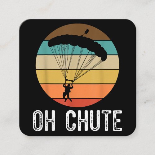 Funny SkyDiving Oh Chute Retro Vintage Sunset Para Square Business Card