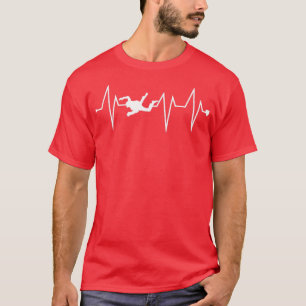 Funny Skydiving Skydiver Heartbeat Heart Pulse Rat T-Shirt