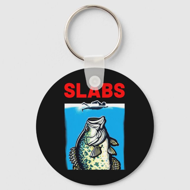 Funny Slab Famous Shark Movie Parody Slabs Crappie Keychain (Front)