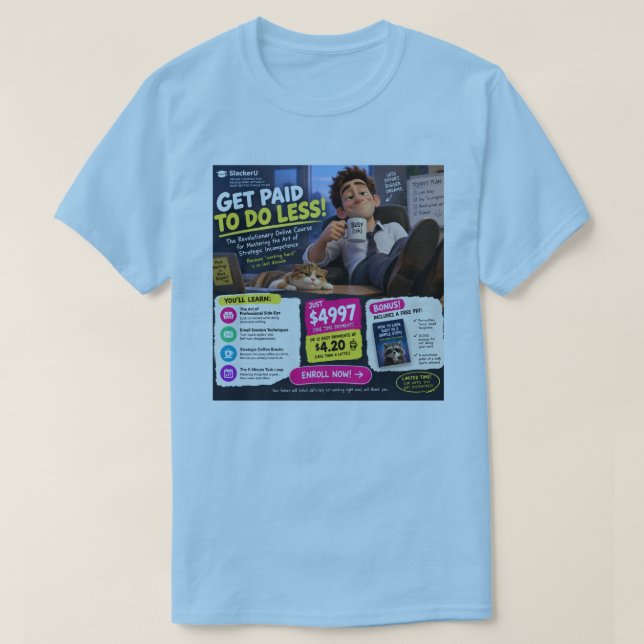 Funny SlackerU Work Meme T-Shirt Gift (Design Front)