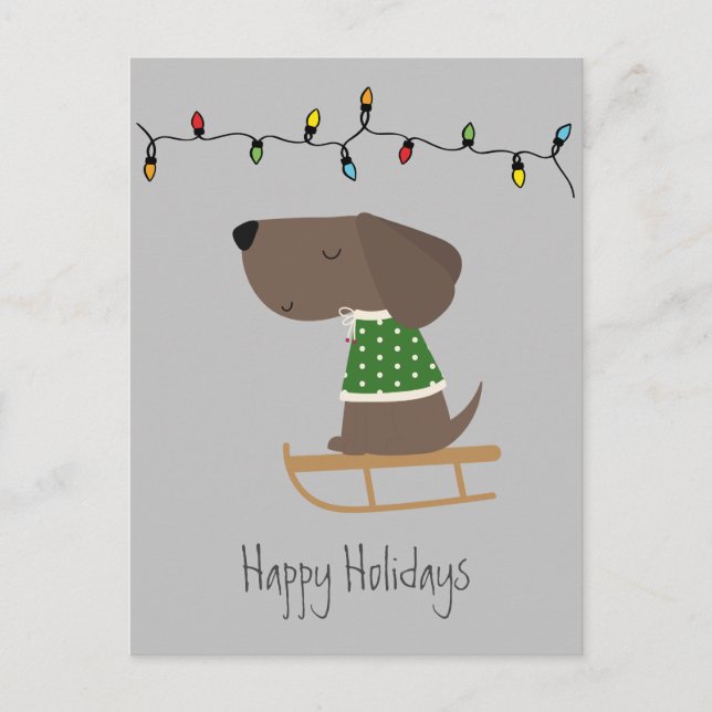 Funny Sled Dog Christmas Postcard (Front)