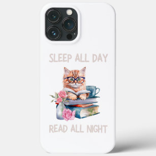 Funny Sleep all day read all night iPhone 13 Pro Max Case