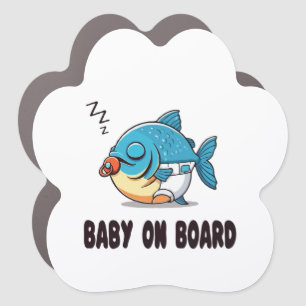 Funny Sleeping Baby Fish Cartoon - Cute Baby  Car Magnet