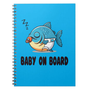 Funny Sleeping Baby Fish Cartoon - Cute Baby  Notebook