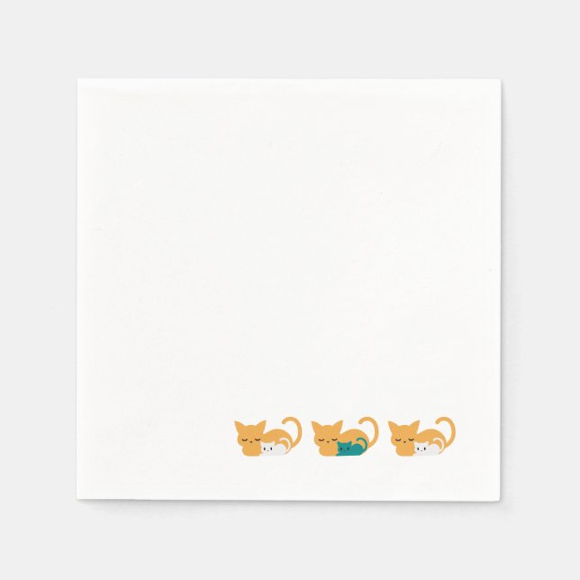 Funny Sleeping Cat Art III Napkins (Front)