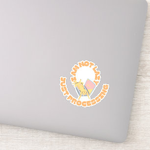 funny Sleeping Cat on Laptop Sticker