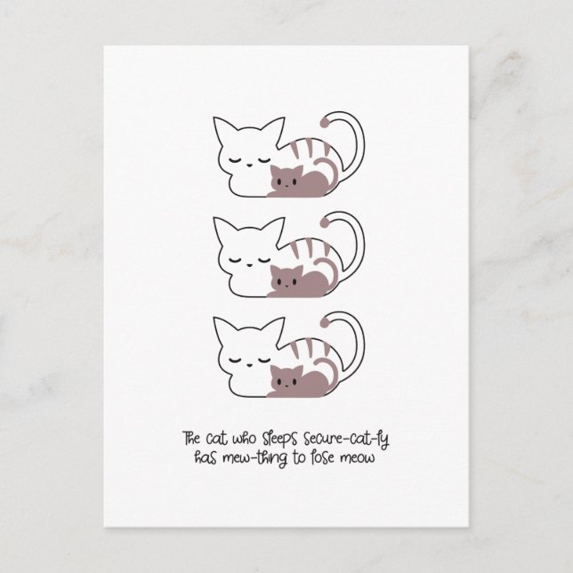 Funny Sleeping Cat Pun and Art II Postcard (Front)