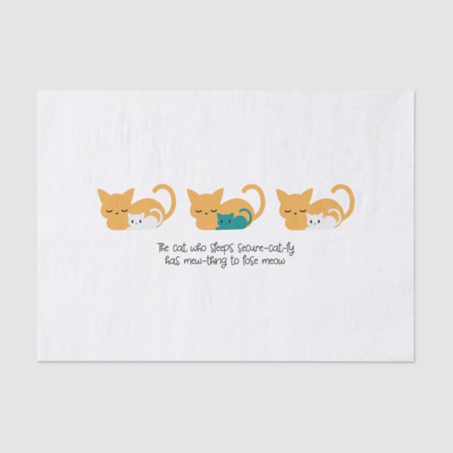 Funny Sleeping Cat Pun and Art III Tissue Paper (Front)