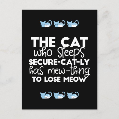 funny sleeping cat quotes postcard