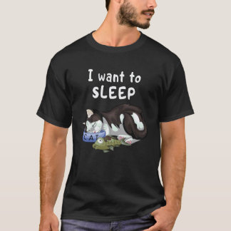 Funny Sleeping Cat with Fish Sleep for Nap Lovers T-Shirt