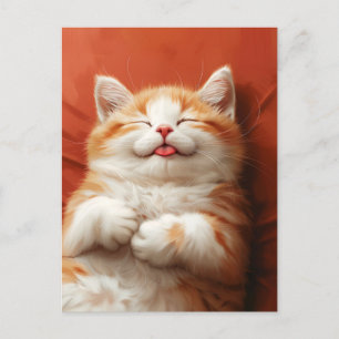 Funny Sleeping Cat with Tongue Out Postcard