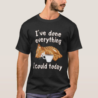 Funny Sleeping Ginger Cat with Coffee After Work T-Shirt