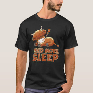 Funny Sleeping Highland Cattle Cow Pajama Bedtime T-Shirt
