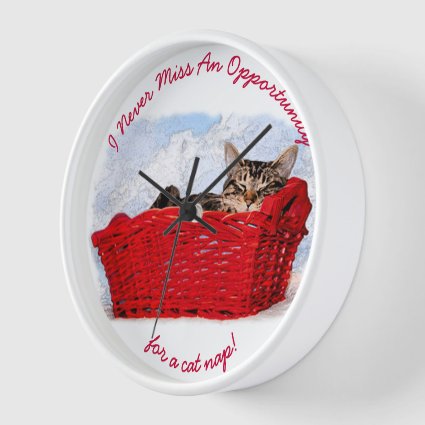 Funny Sleeping Kitten In Red Basket Photo Custom 