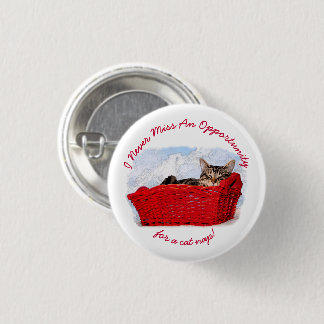 Funny Sleeping Kitten In Red Basket Template Button
