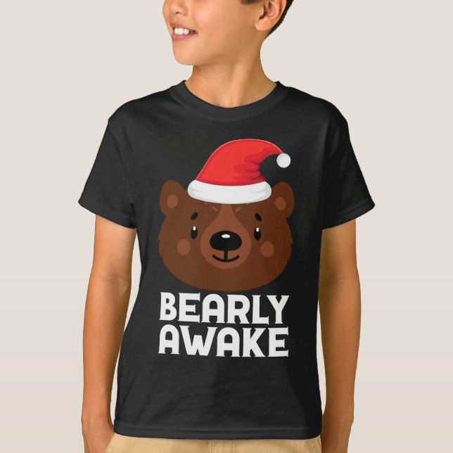 Funny Sleeping Lazy Bearly Awake Brown Bear Christ T-Shirt (Front)