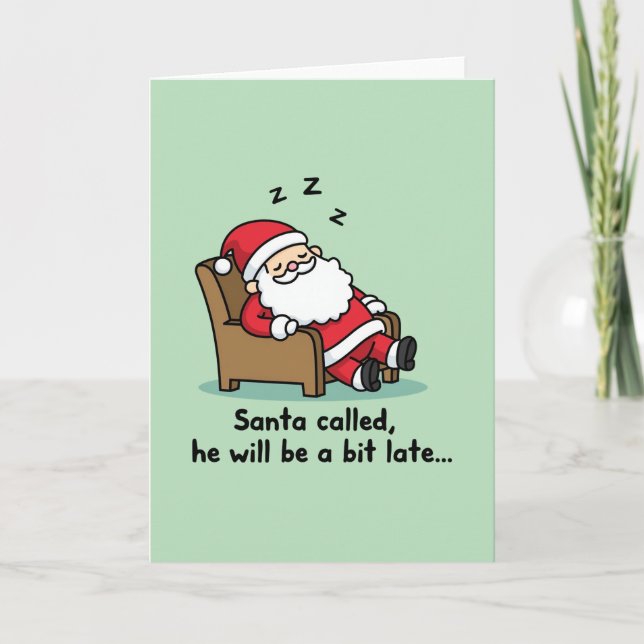 Funny Sleeping Santa Claus Christmas Card (Front)