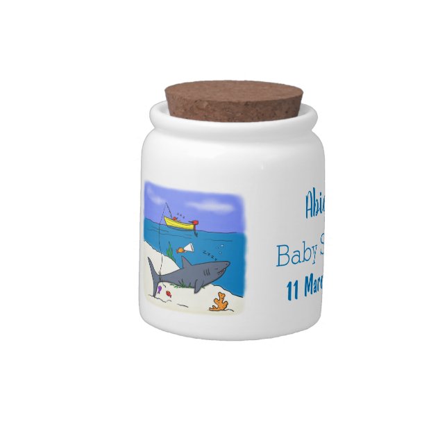 Funny sleeping shark and fishing cartoon candy jar (Left)