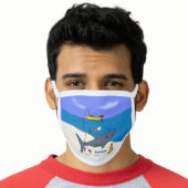 Funny sleeping shark and fishing cartoon face mask