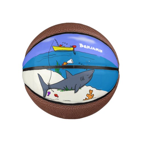 Funny sleeping shark and fishing cartoon mini basketball