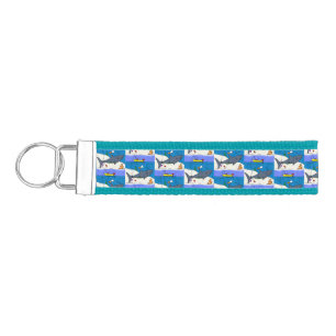 Funny sleeping shark and fishing cartoon wrist keychain